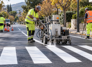 Βριλήσσια: Διαγωνισμός 281.000 ευρώ για οριζόντια σήμανση οδών Συνεργείο εφαρμόζει νέες λευκές διαγραμμίσεις και διάβαση πεζών σε αστικό δρόμο