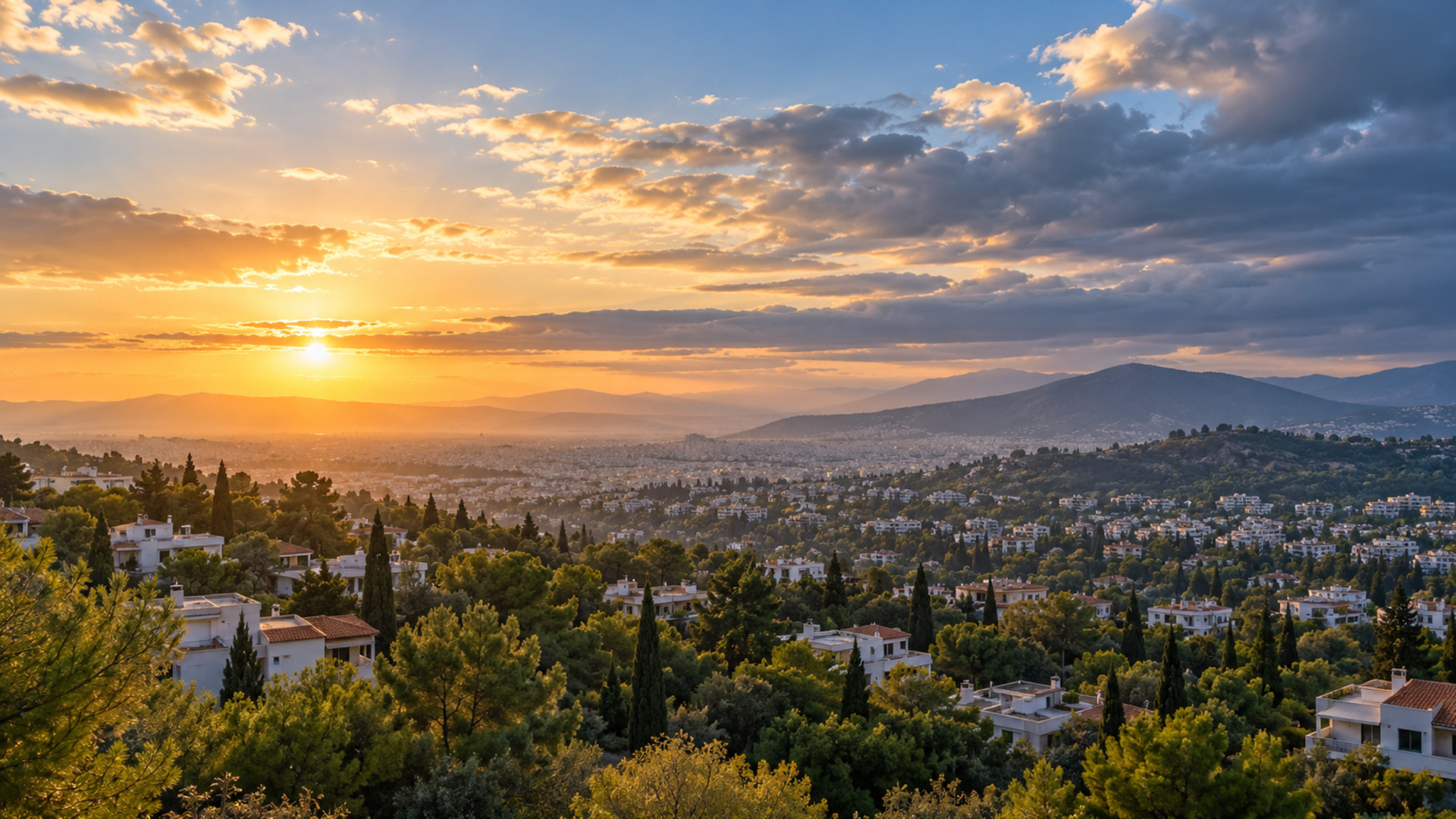 Φθινοπωρινό πρωινό στα βόρεια προάστια της Αττικής με ηλιοφάνεια και αυξημένες νεφώσεις